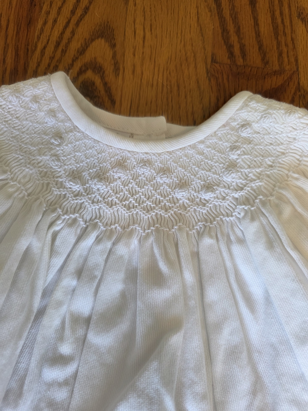 White Smocked Baby Dress with Bloomers - Picture 7 of 10
